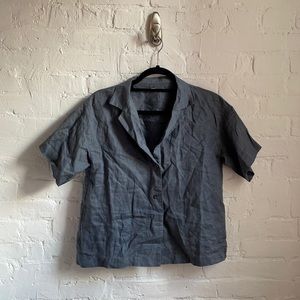 COPY - Linen Button Down Short Sleeve Top XS